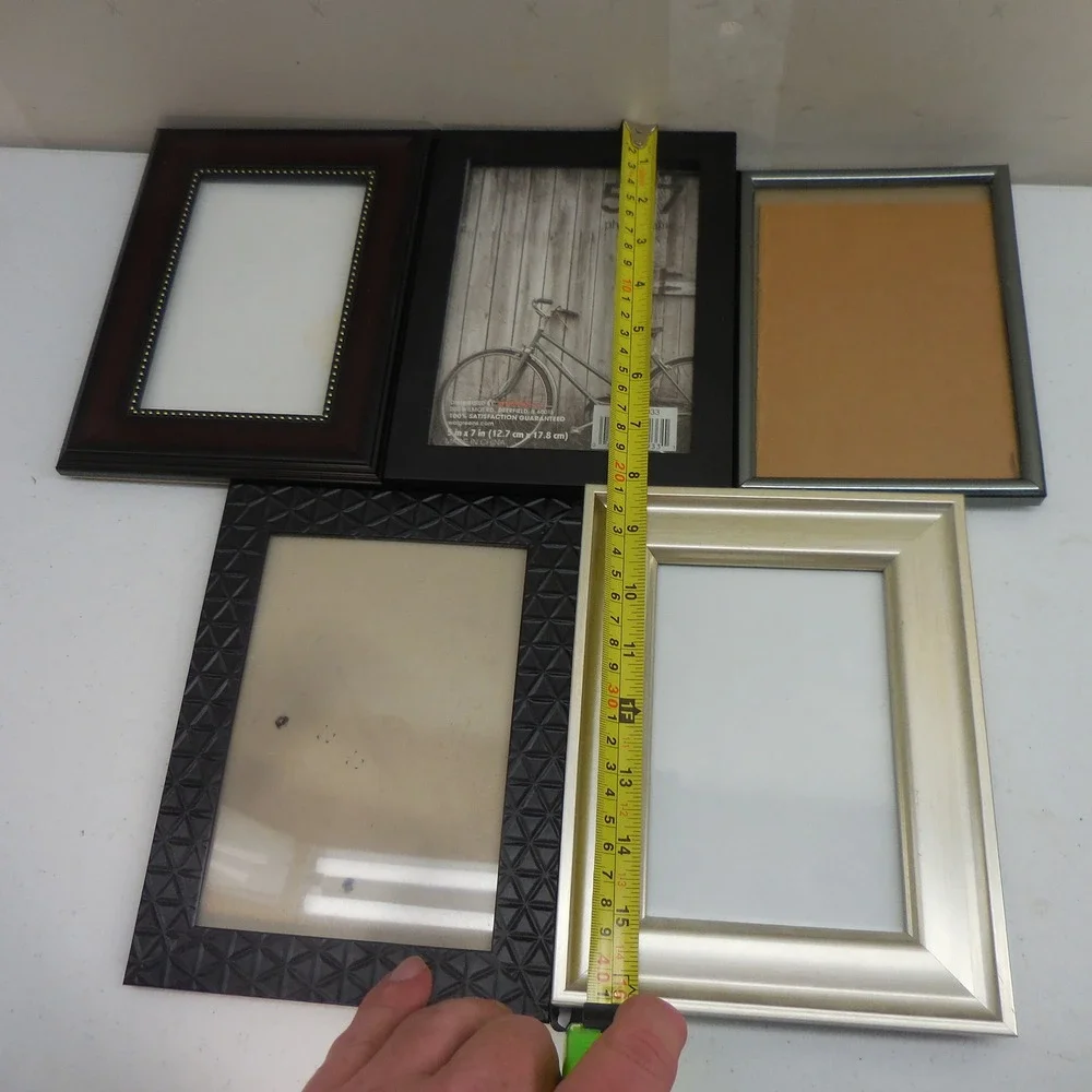 Lot of 5 Assorted Photo Frames Black Silver Wood Tone Gallery Wall Set 5x7 4x6